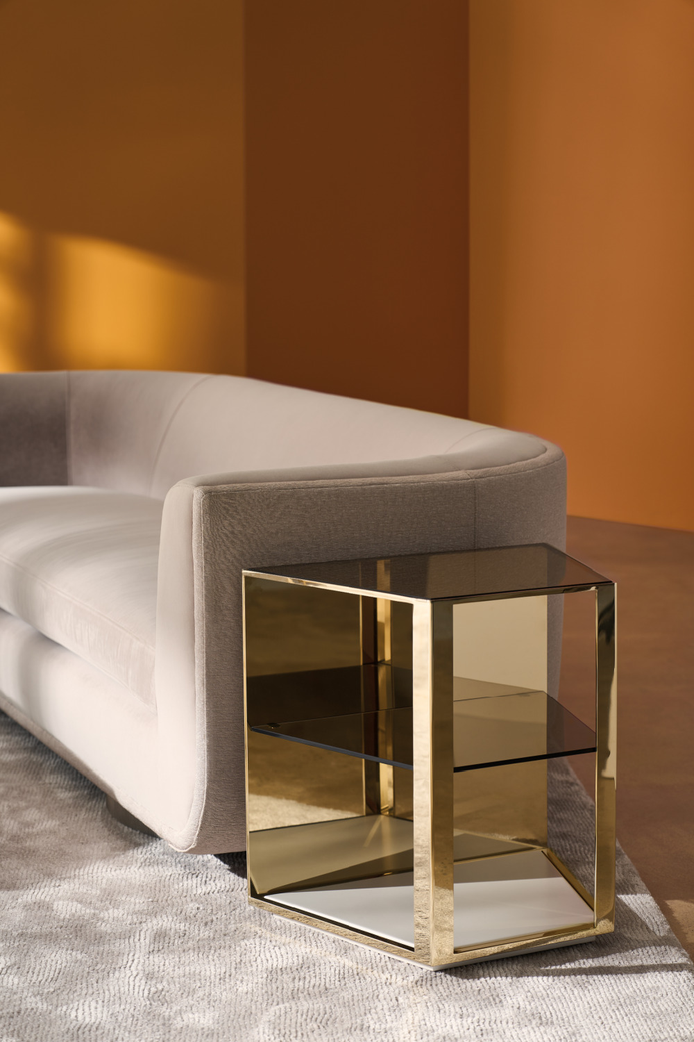 Taupe Velvet Curved Sofa | Caracole Clipper | Caracole.eu.com