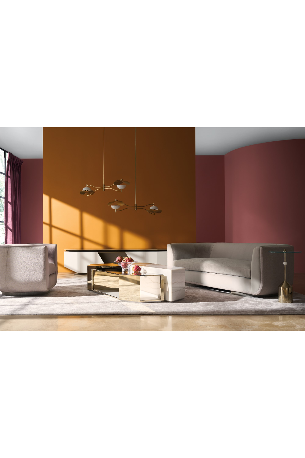 Taupe Velvet Curved Sofa | Caracole Clipper | Caracole.eu.com