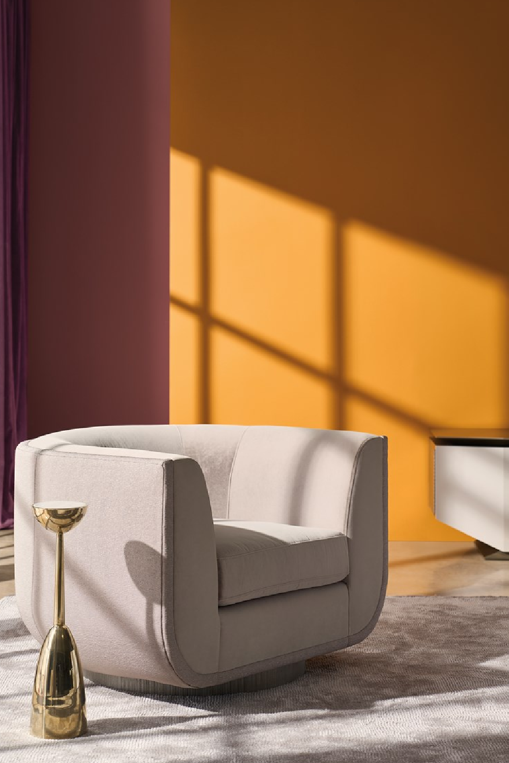 Taupe Velvet Swivel Lounge Chair | Caracole Clipper | Caracole.eu.com