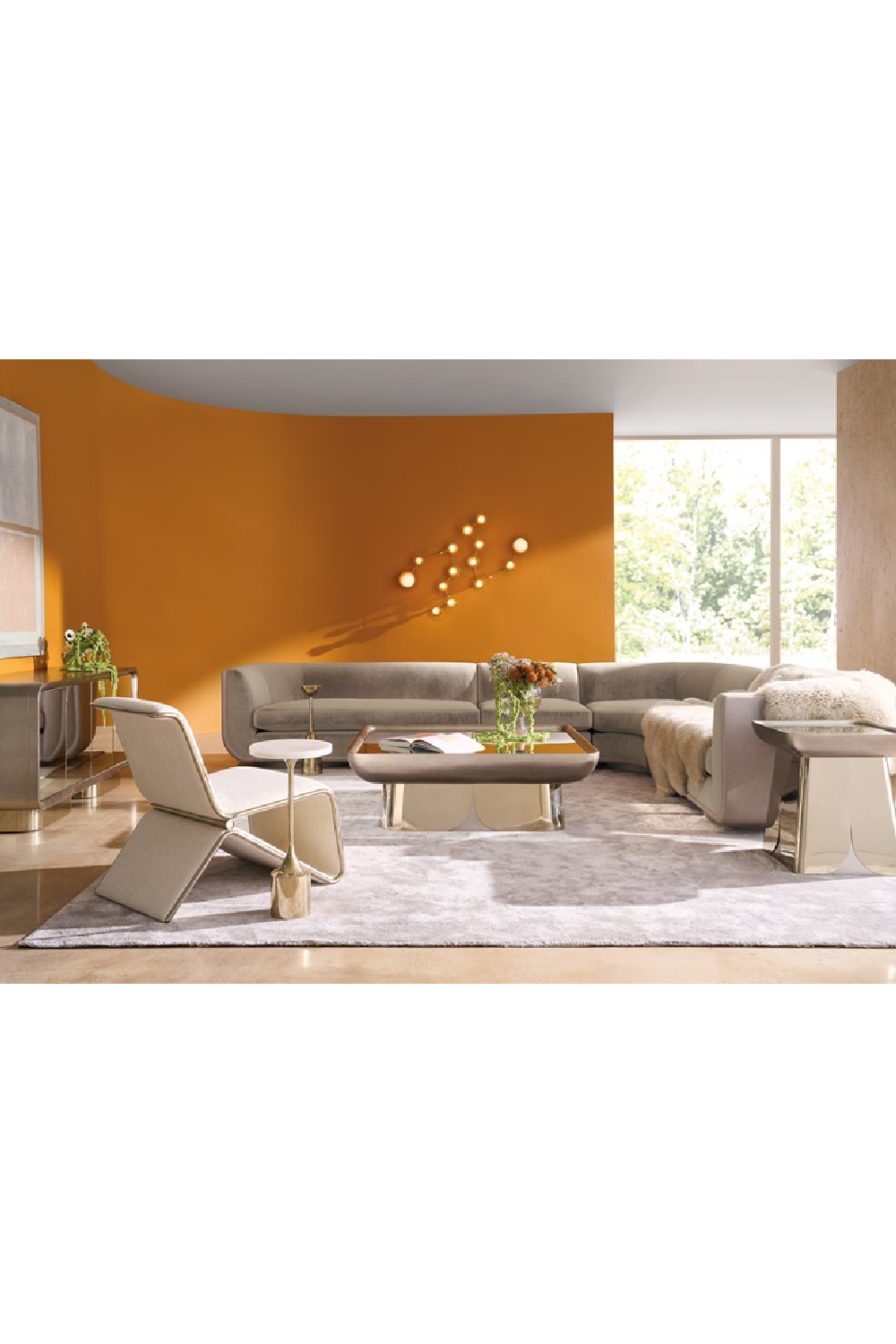 Taupe Velvet Lounge Chair | Caracole Clipper | Caracole.eu.com