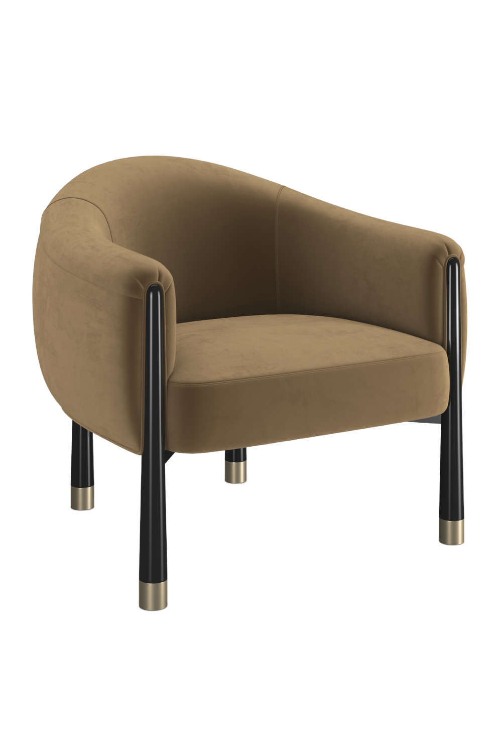 Brown Velvet Curved Accent Chair | Caracole Baton | Caracole.eu.com