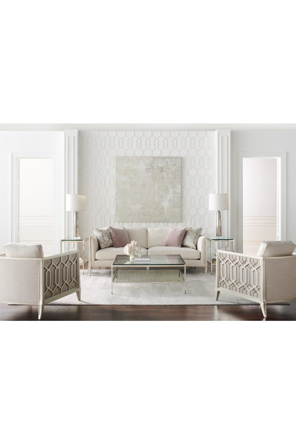 Cream Carved Modern Sofa | Caracole Just Duet | Caracole.eu.com