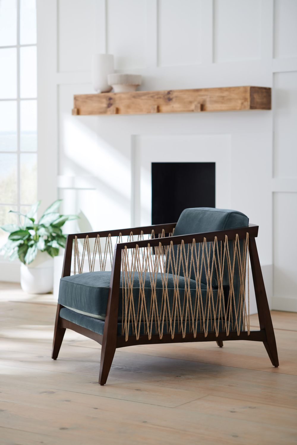 Blue Velvet Occasional Chair | Caracole Rope Me In | Caracole.eu.com