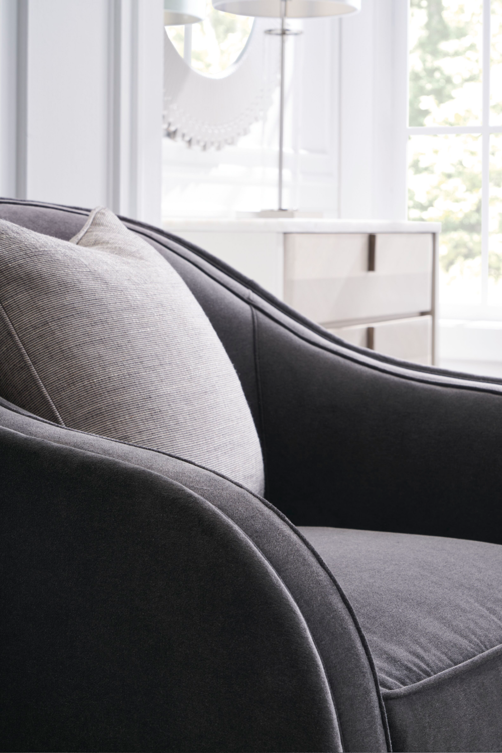 Dark Gray Velvet Club Chair | Caracole Eclipse | Caracole.eu.com