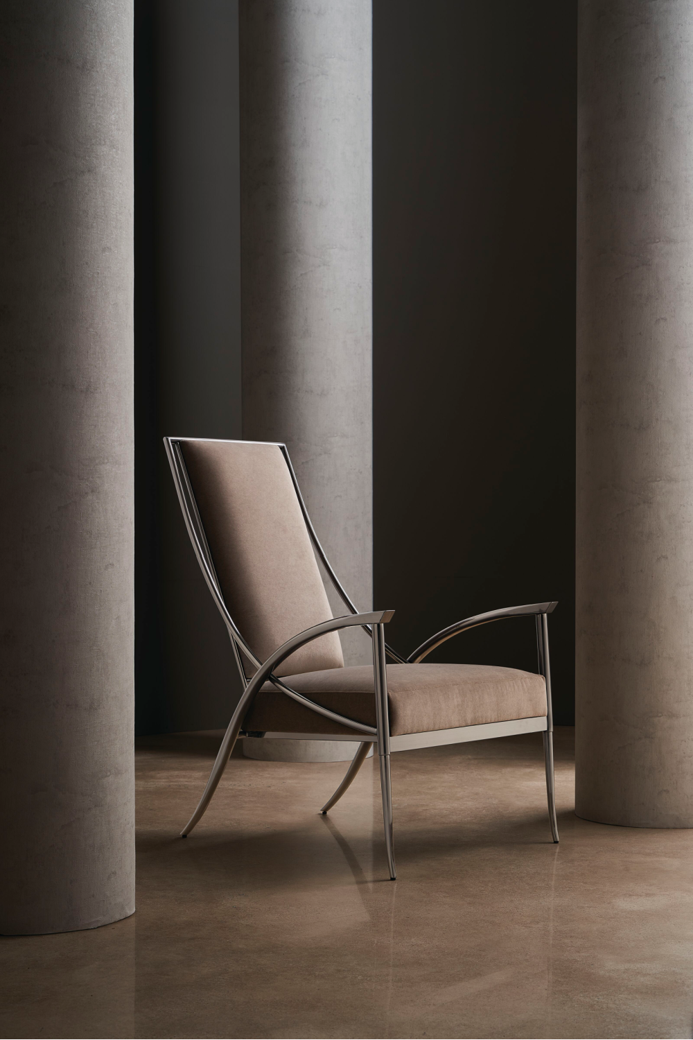 Smoked Stainless Steel Armchair | Caracole Mantis | Caracole.eu.com