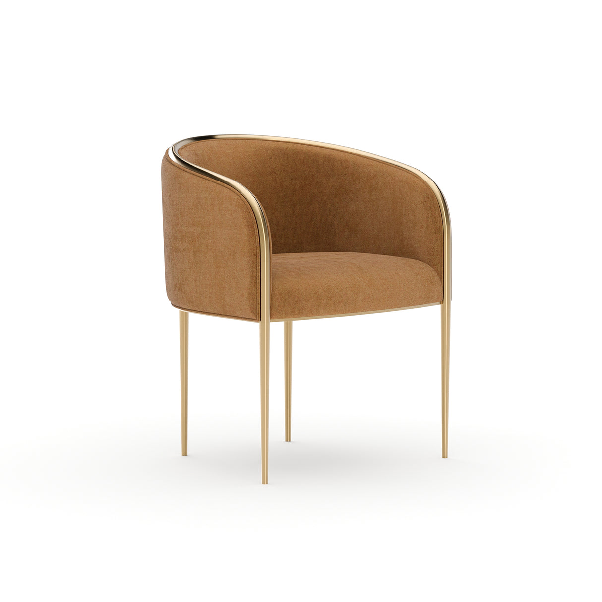 Camel Upholstered Dining Armchair | Caracole Tension