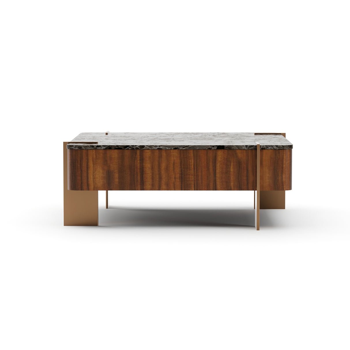 Walnut Square Stone Top Coffee Table | Caracole Altura