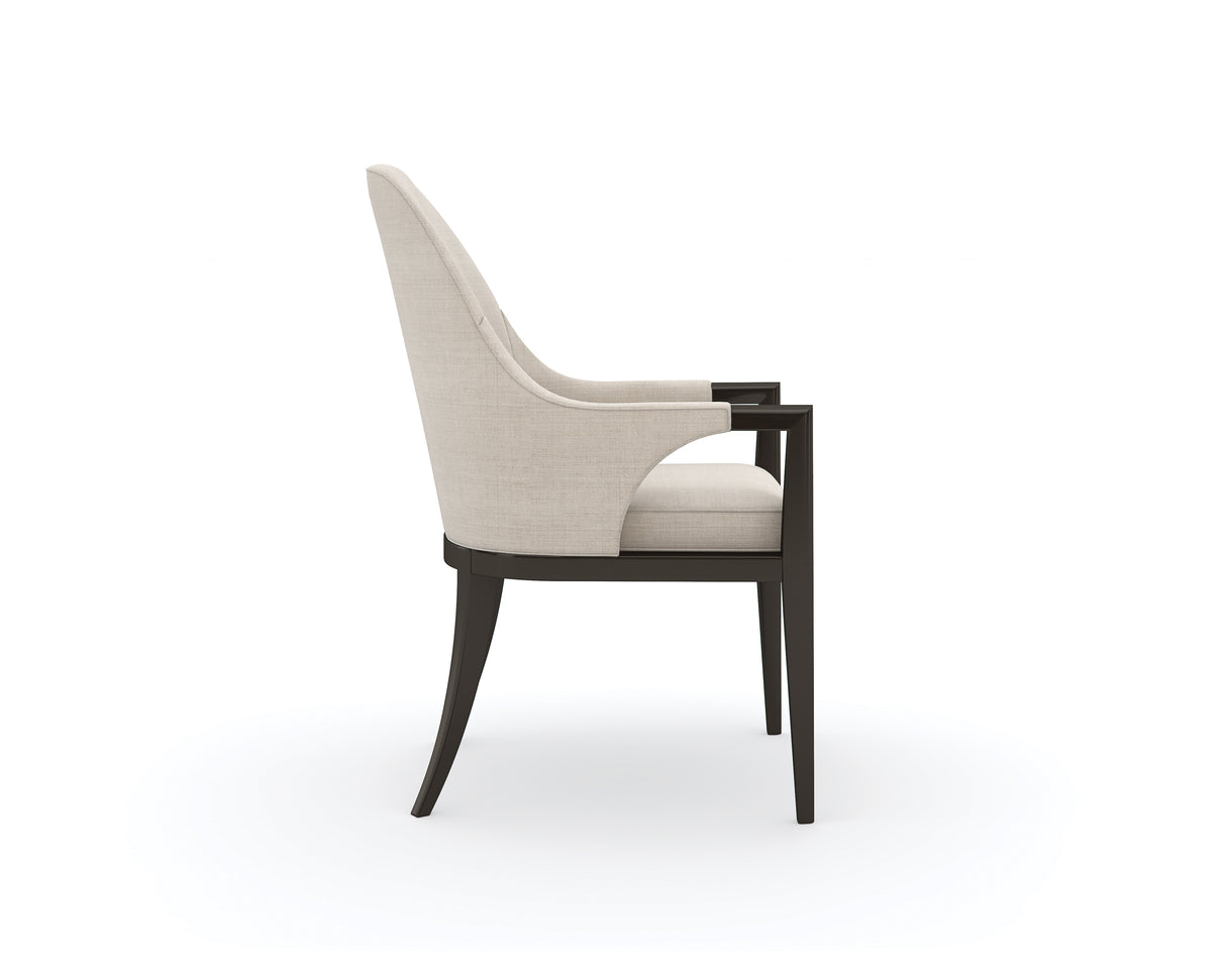 White Arched-Black Leg Dining Armchair | Caracole Natural Choice