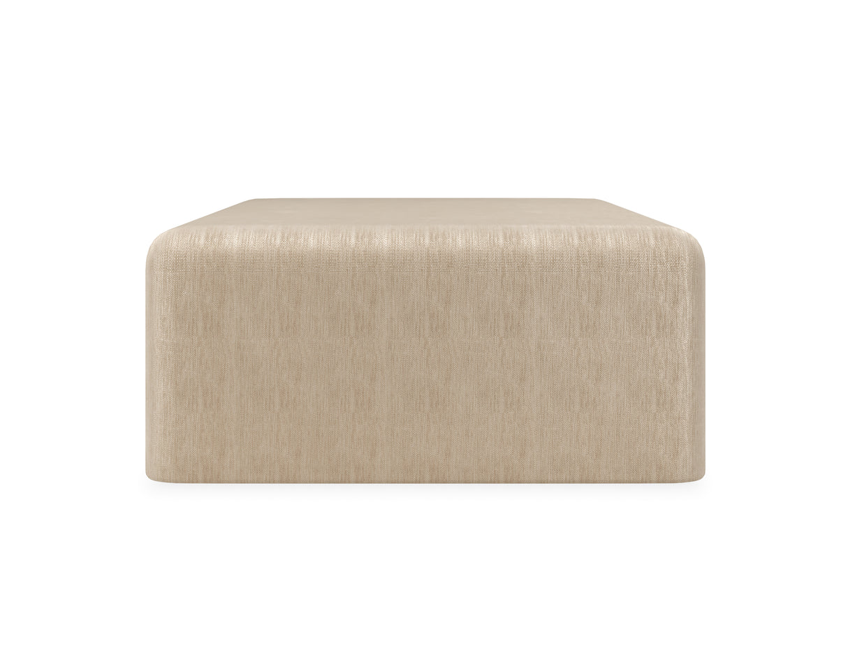 Oatmeal upholstered Coffee Table | Caracole Bridge the Gap