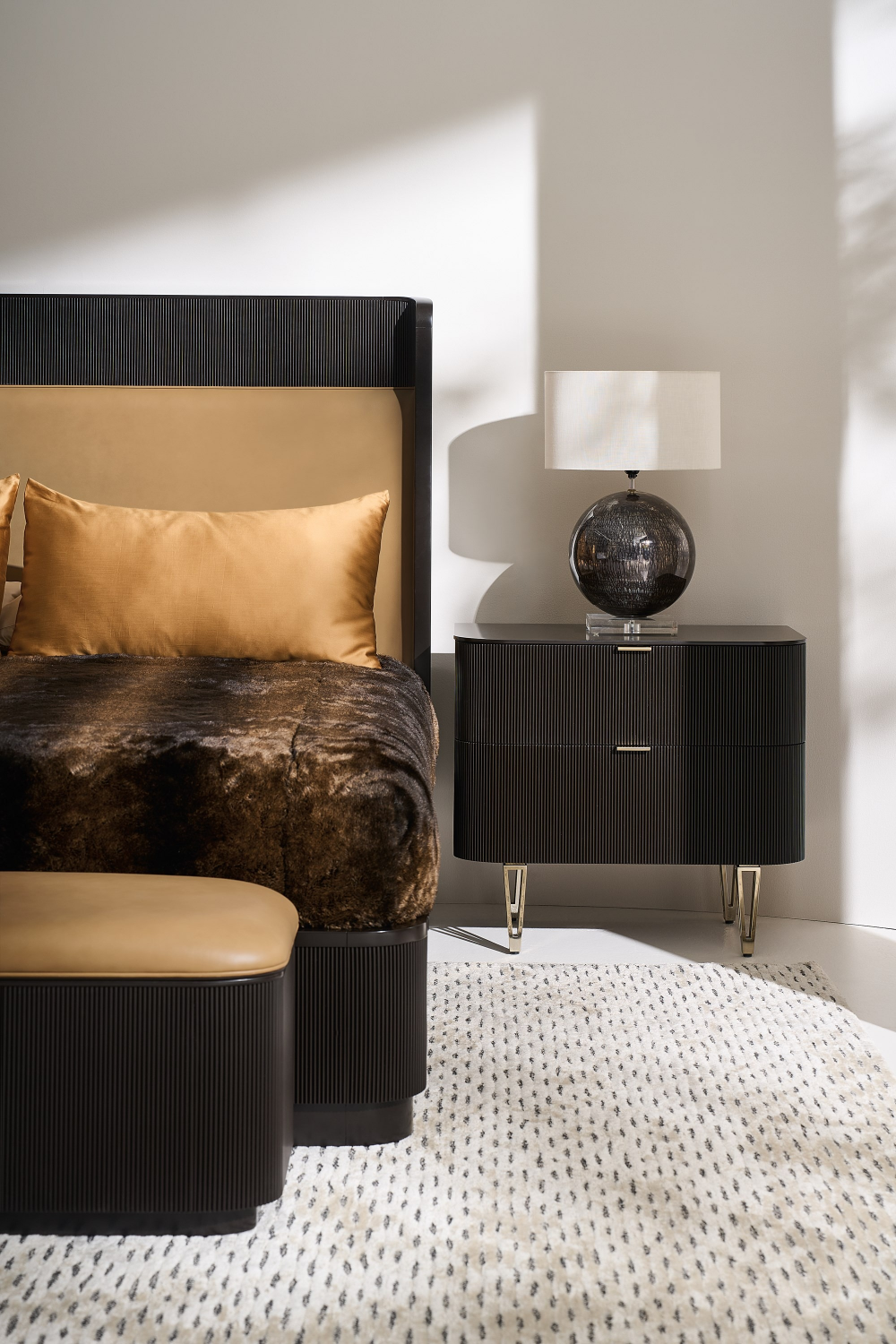 Gold Trim Reeded Queen Bed | Caracole Faill In Love