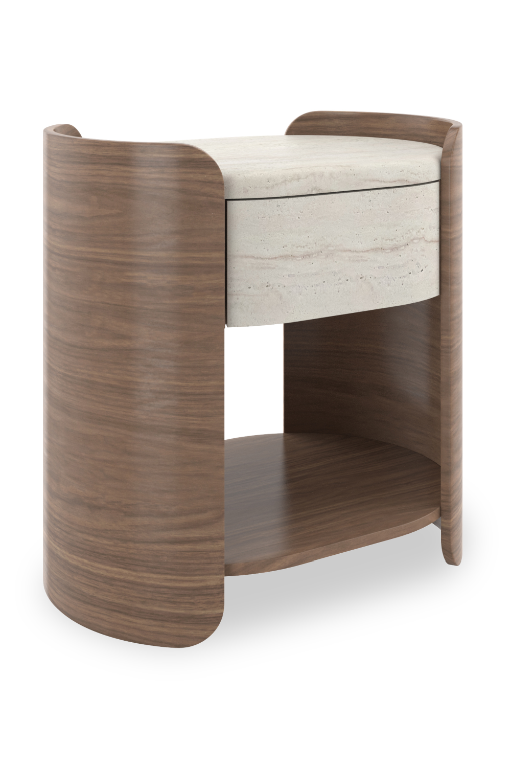 Travertine 1-Drawer Open Nightstand | Caracole Fleur | Caracole.eu.com