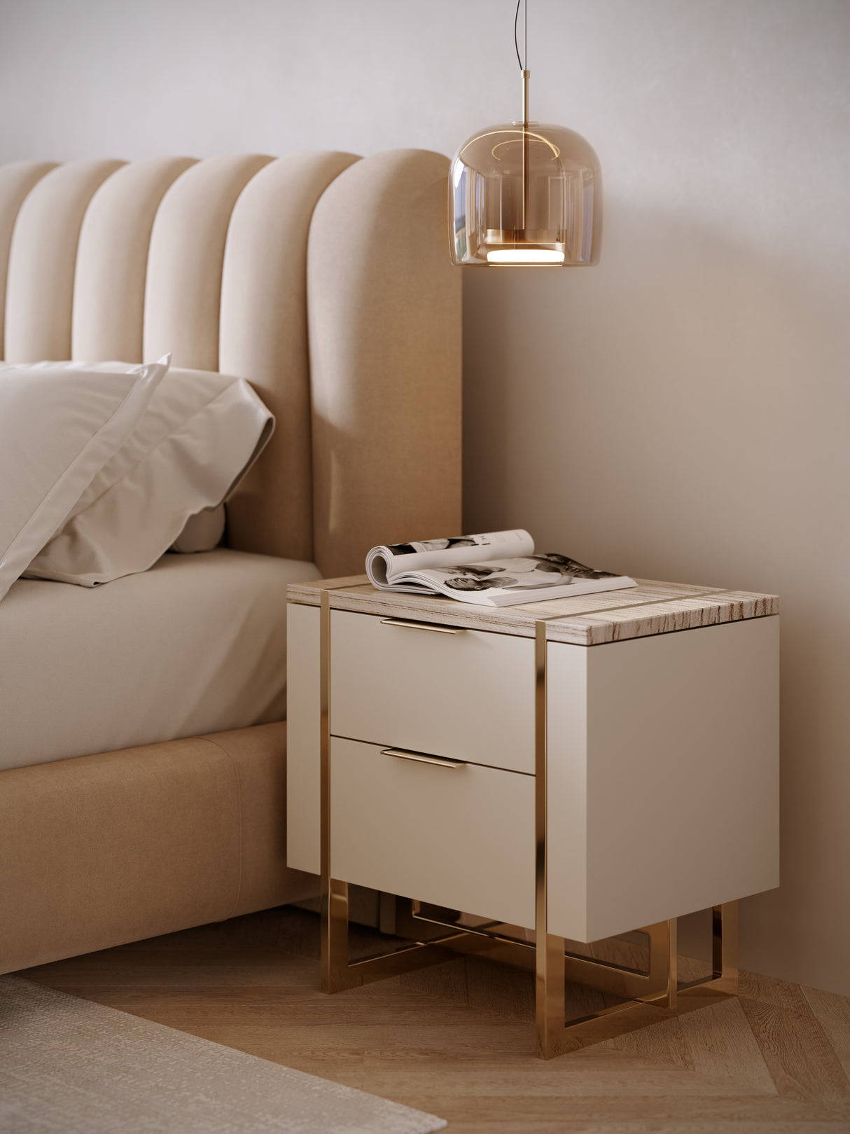 Cream Channeled Queen Bed | Caracole Well Balanced