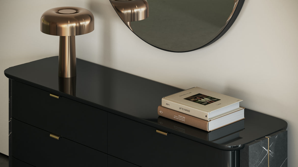 Black 3-Drawer Vanity Desk | Caracole Overlap