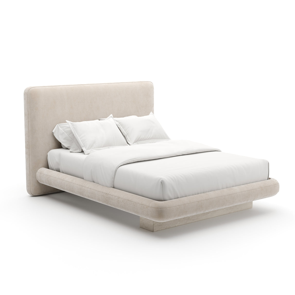 Ivory Vintage Velvet Queen Bed | Caracole Overlap