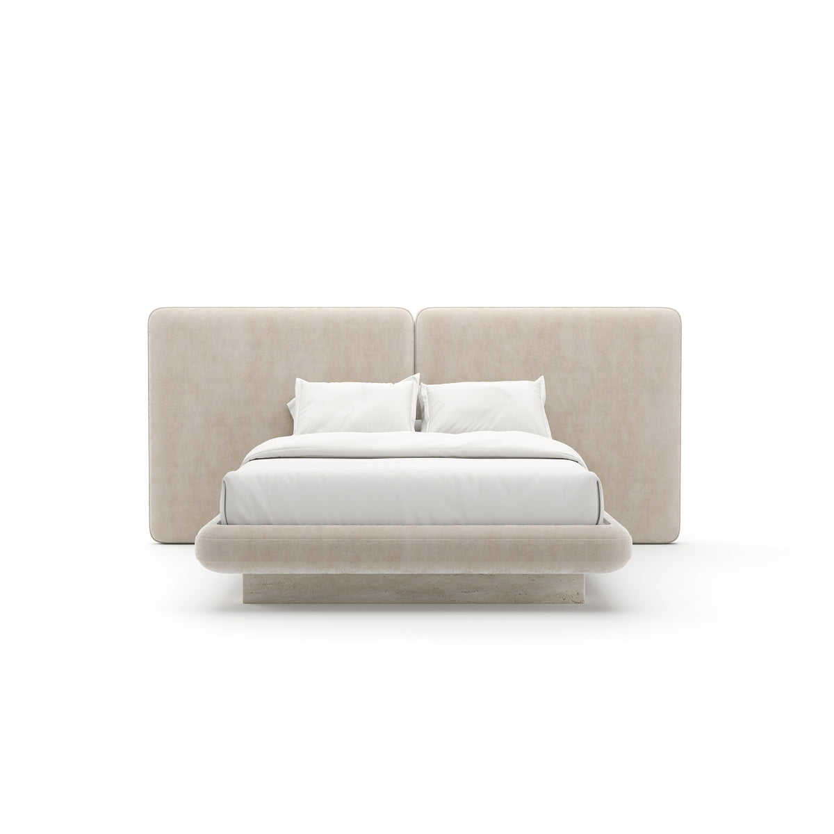 Ivory Velvet 2-Panel Queen Bed | Caracole Overlap