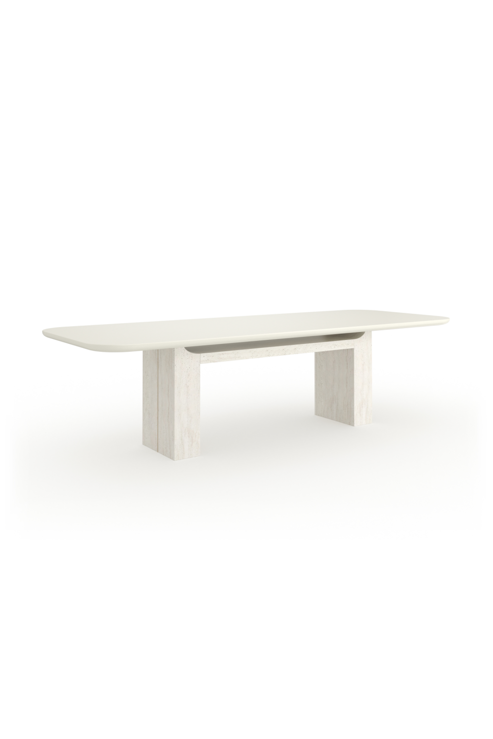 Travertine Pedestal Rectangular Dining Table | Caracole Overlap | Caracole.eu.com