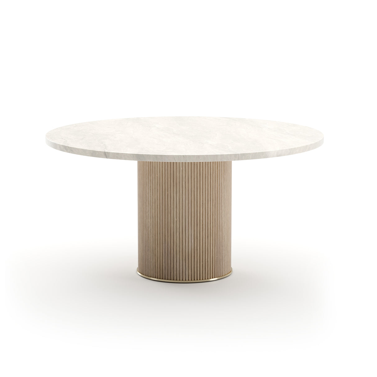 Round Cream Travertine Dining Table | Caracole Rhythm