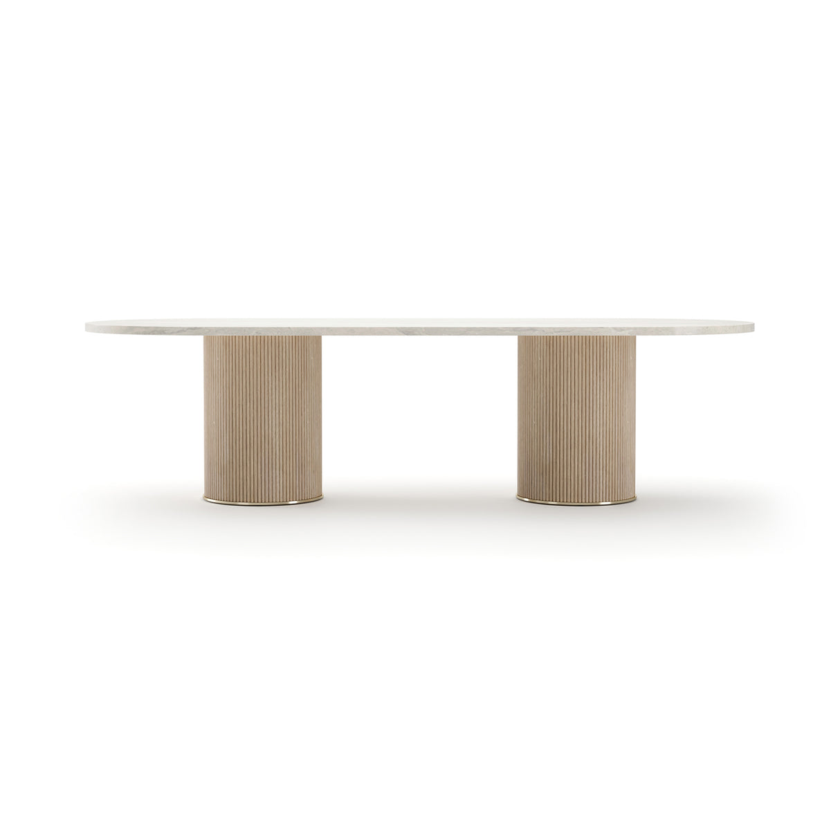 Oval Cream Travertine Dining Table | Caracole Rhythm