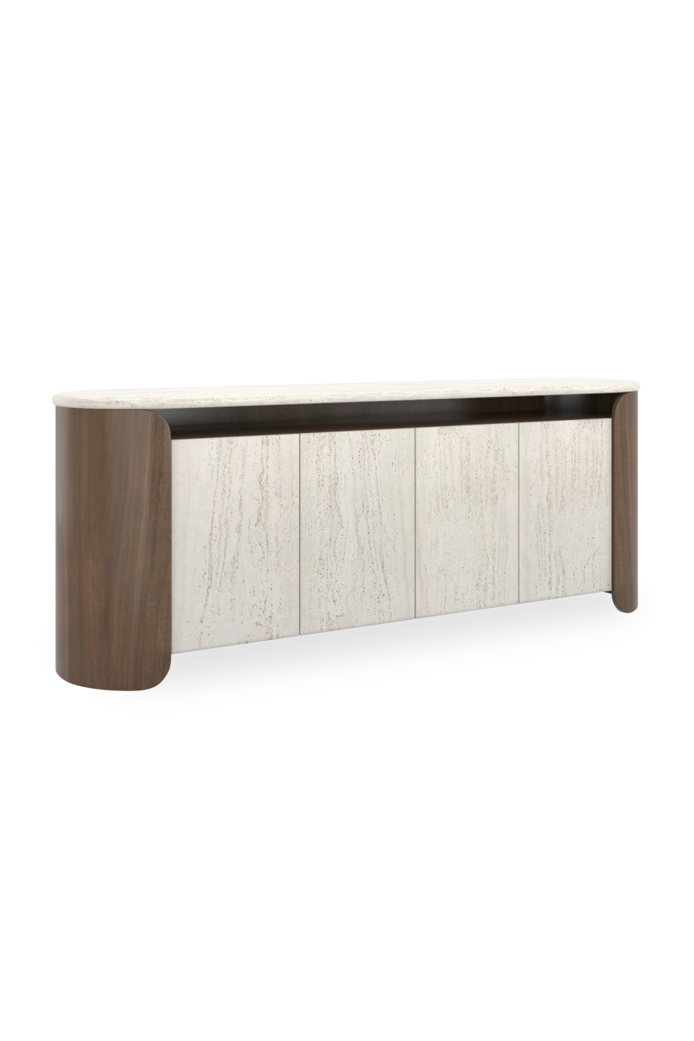 Travertine 4-Door Open Sideboard | Caracole Fleur | Caracole.eu.com