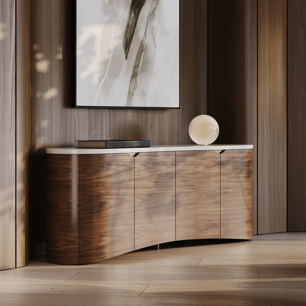 Travertine 4-Door Sideboard | Caracole Fleur