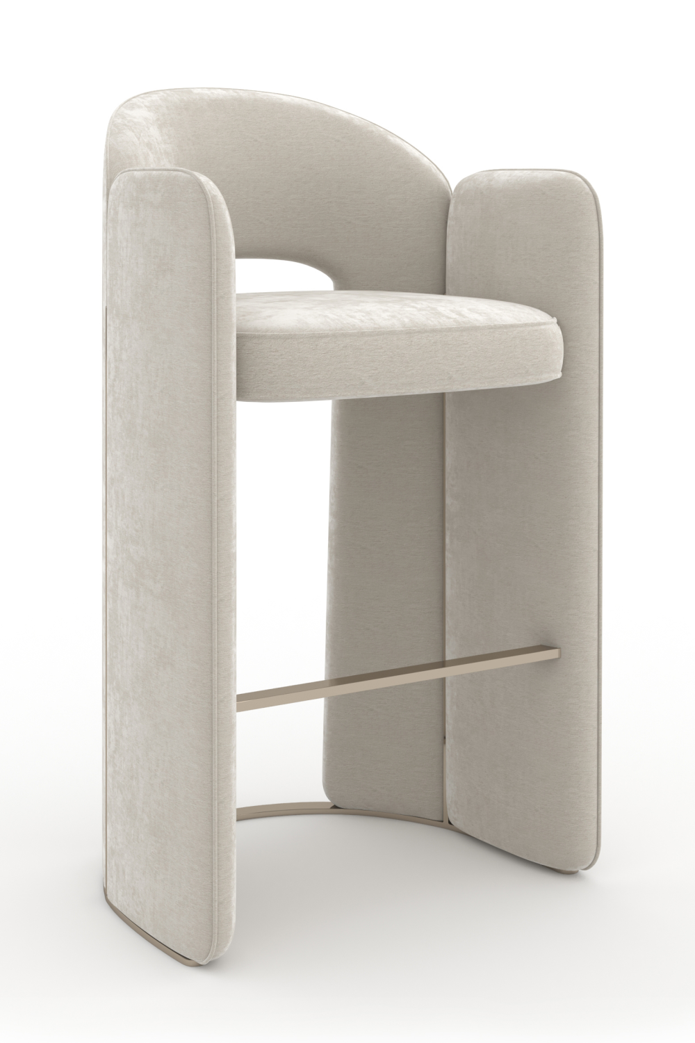 White Velvet Bar Stool | Caracole Overlap | Caracole.eu.com