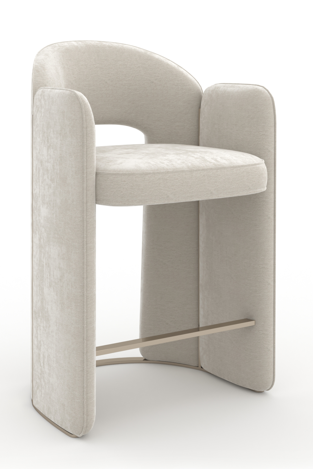 White Velvet Counter Stool | Caracole Overlap | Caracole.eu.com