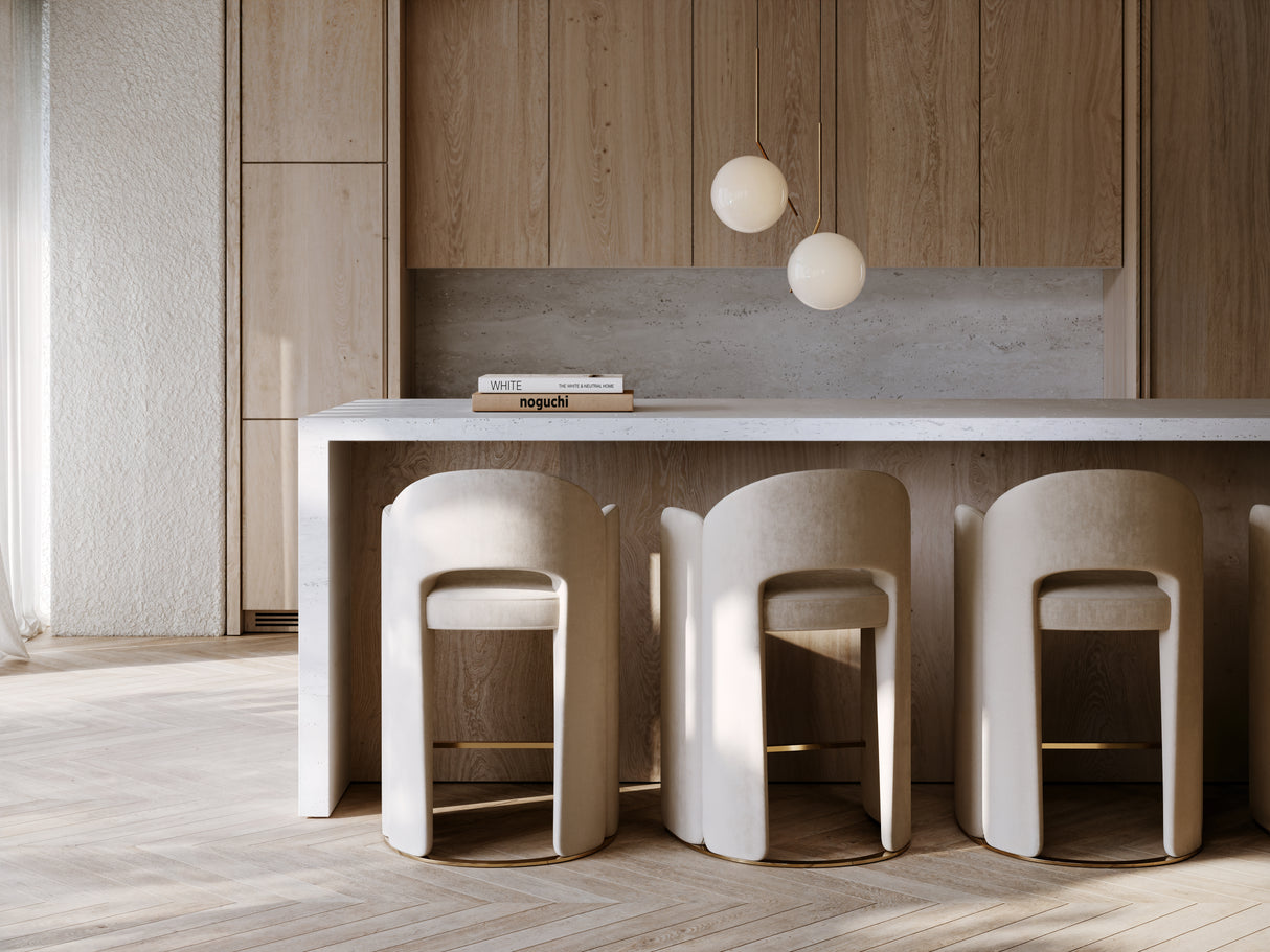 White Velvet Counter Stool | Caracole Overlap