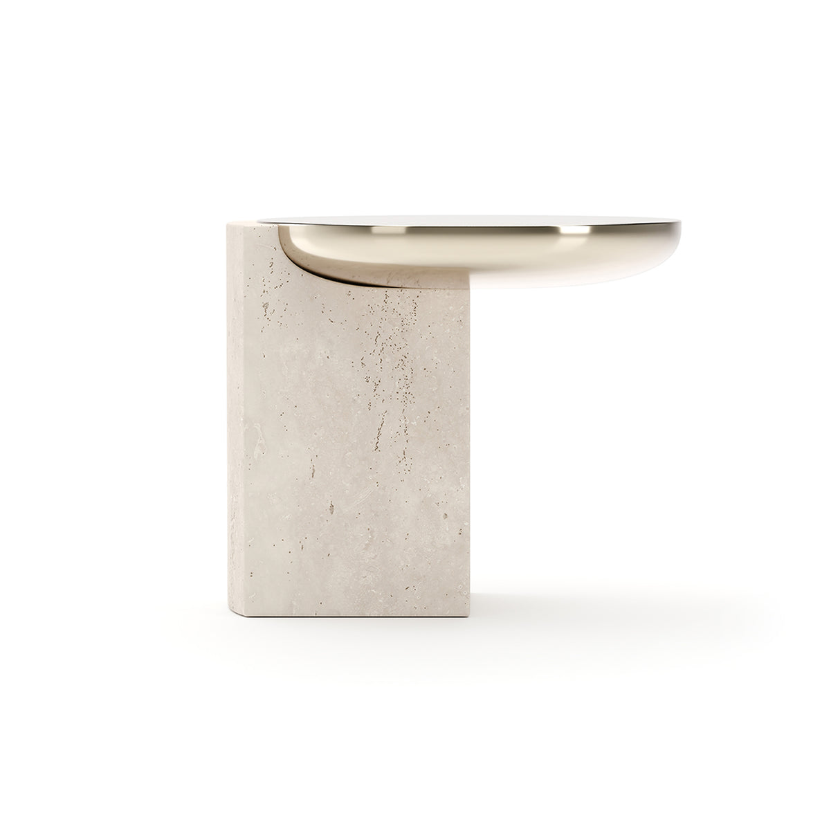 Travertine Base Side Table | Caracole Overlap