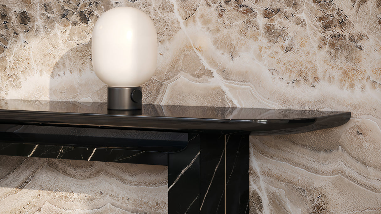 Black Stone Panel Console Table | Caracole Overlap