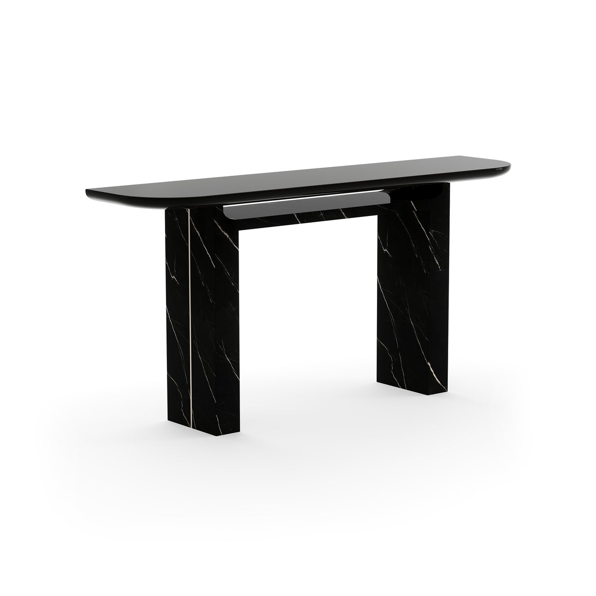 Black Stone Panel Console Table | Caracole Overlap