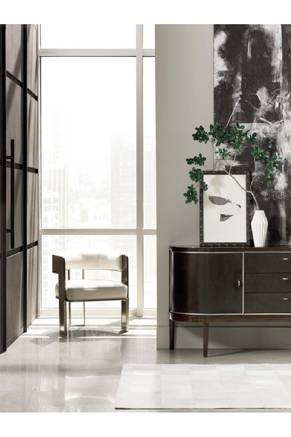 Cream Curved Modern Accent Chair | Caracole Streamliner | Caracole.eu.com