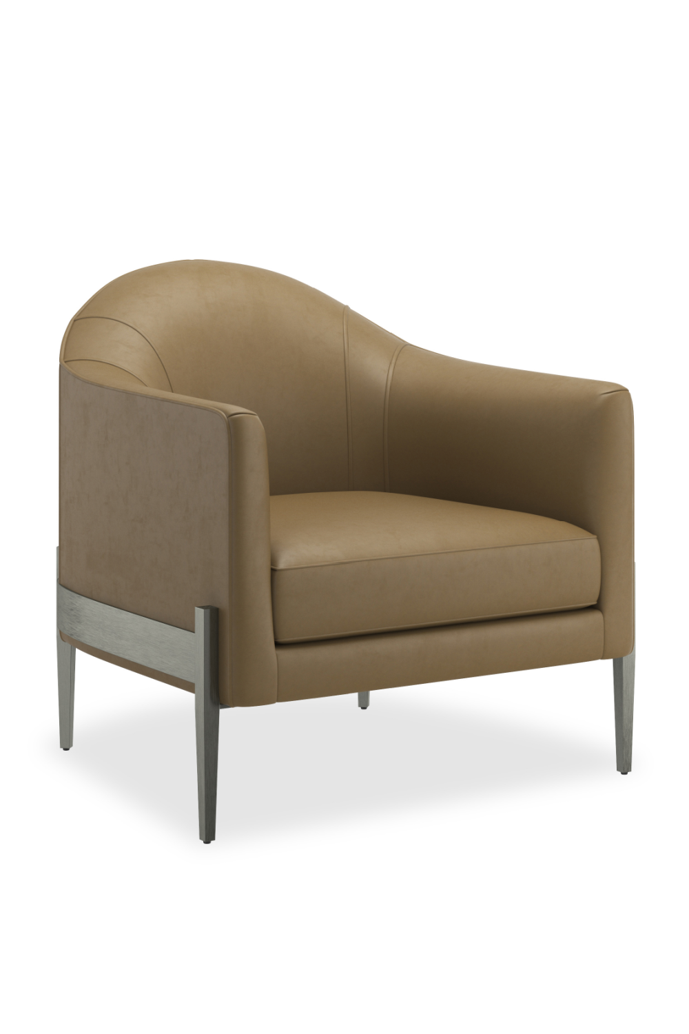 Taupe Leather Lounge Chair | Caracole Rebound | Caracole.eu.com