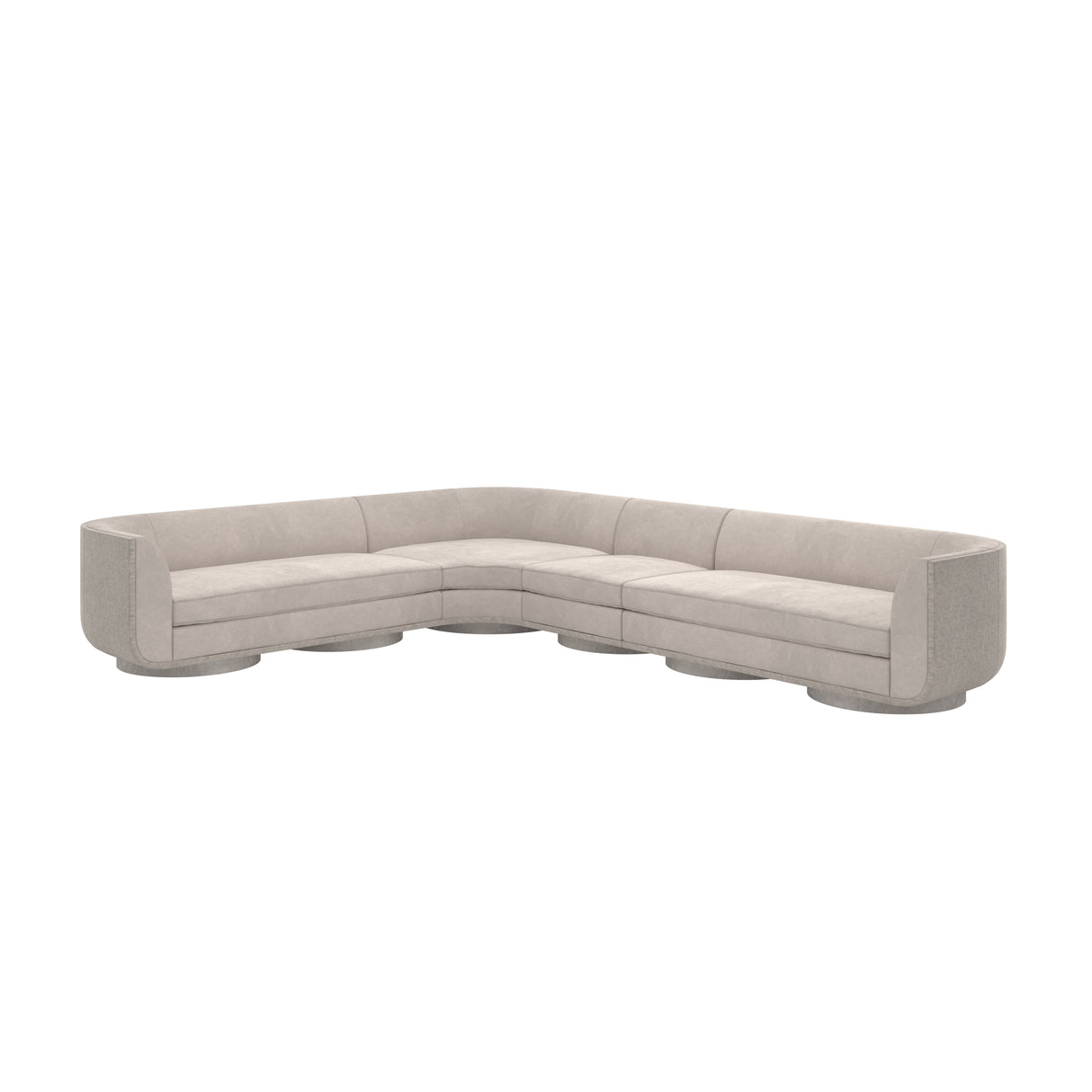 Taupe Velvet 4 piece Curved Sectional Sofa | Caracole Clipper