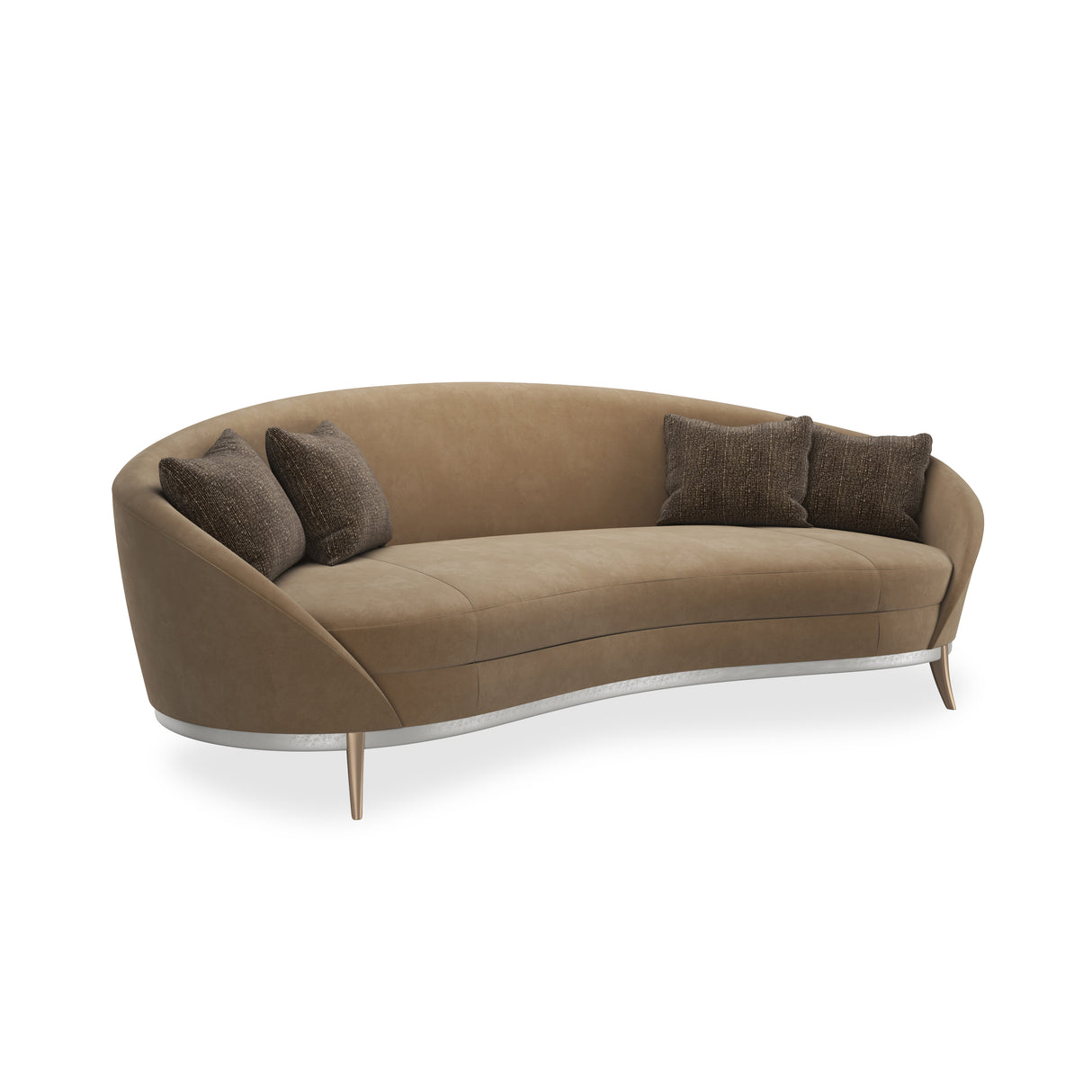 Brown Velvet Curved Sofa | Caracole Main Event