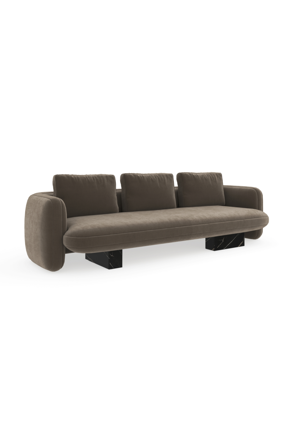 Taupe Velvet Sofa | Caracole Overlap | Caracole.eu.com