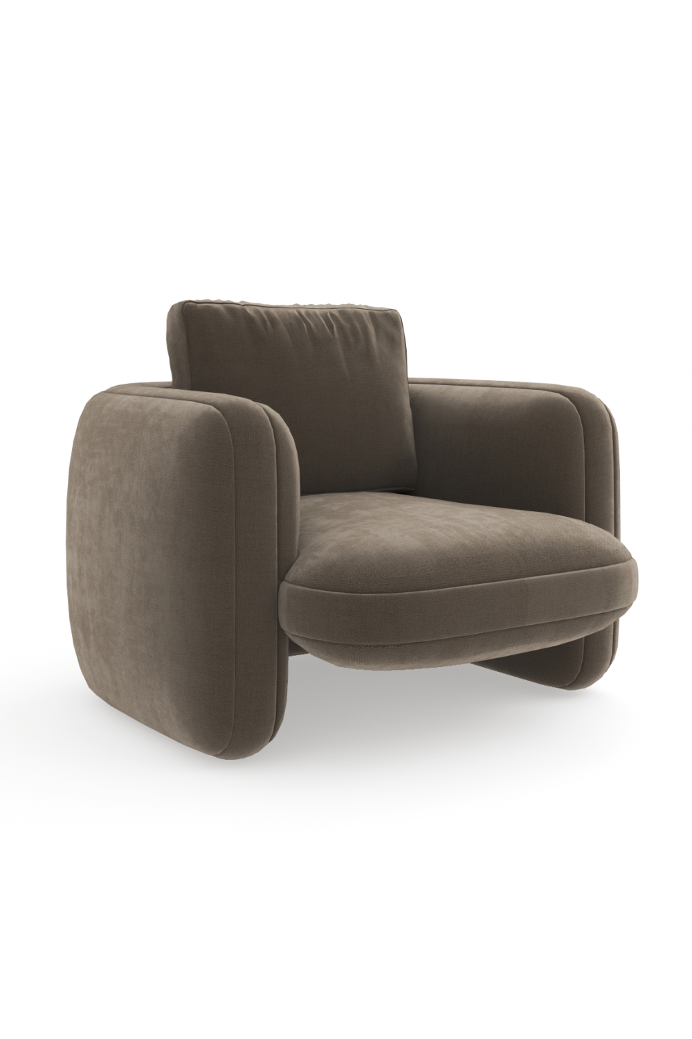 Taupe Velvet Lounge Chair | Caracole Overlap | Caracole.eu.com