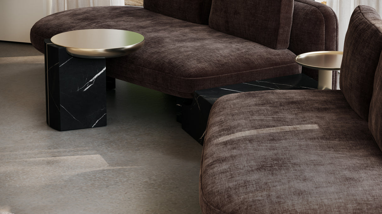 Taupe Velvet Loveseat | Caracole Overlap