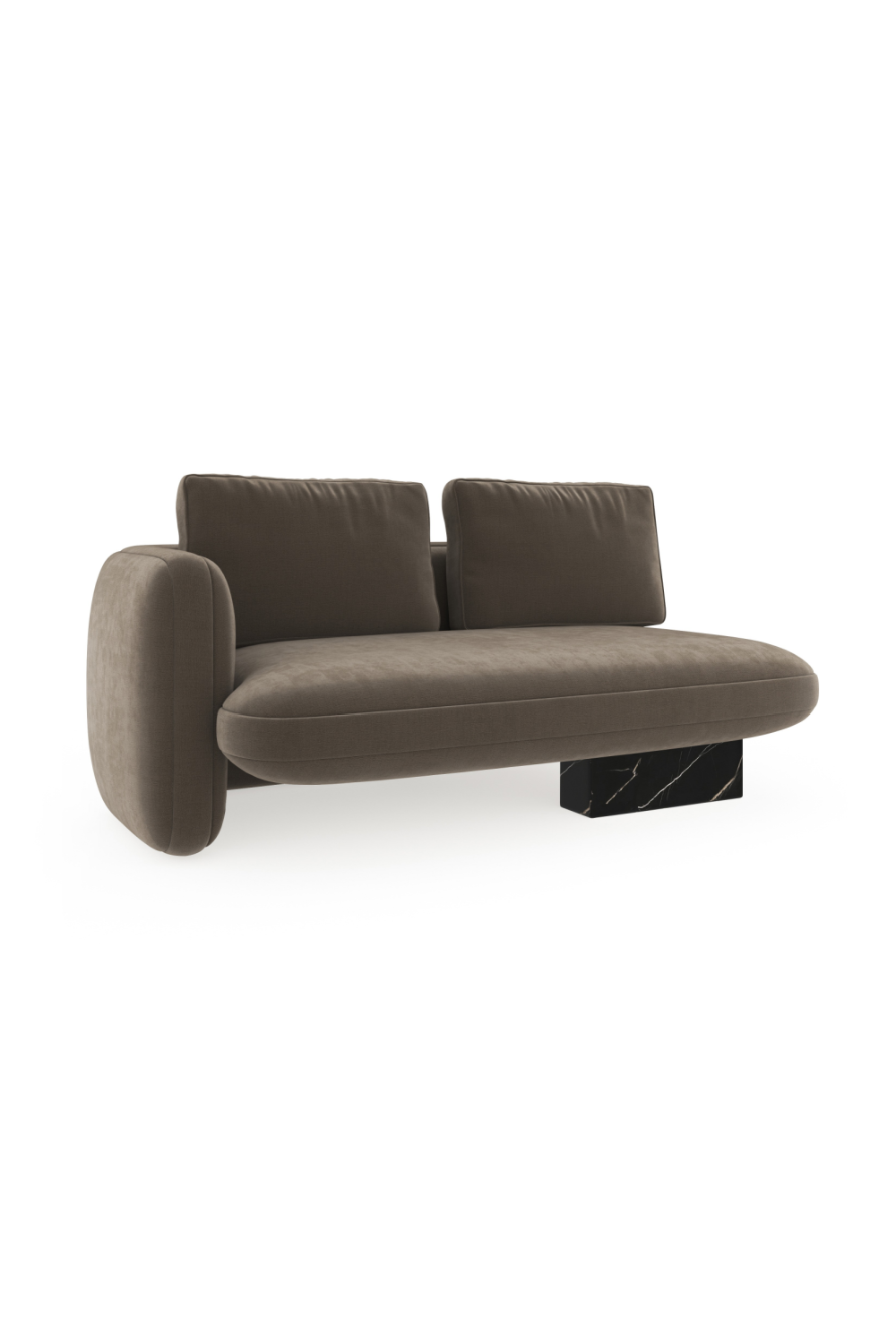 Taupe Velvet Left Loveseat | Caracole Overlap | Caracole.eu.com