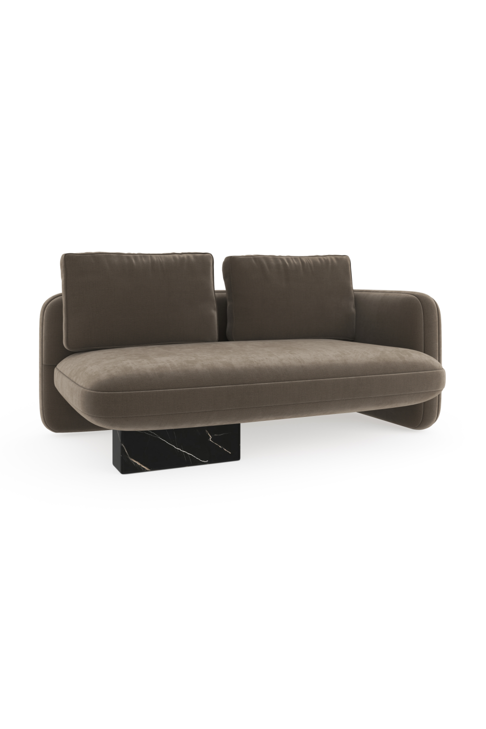 Taupe Velvet Right Loveseat | Caracole Overlap | Caracole.eu.com