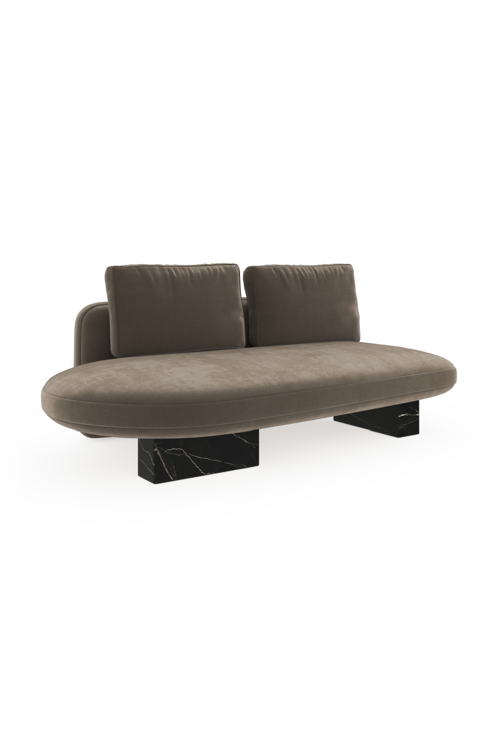 Taupe Velvet Right Bumper Sofa | Caracole Overlap | Caracole.eu.com