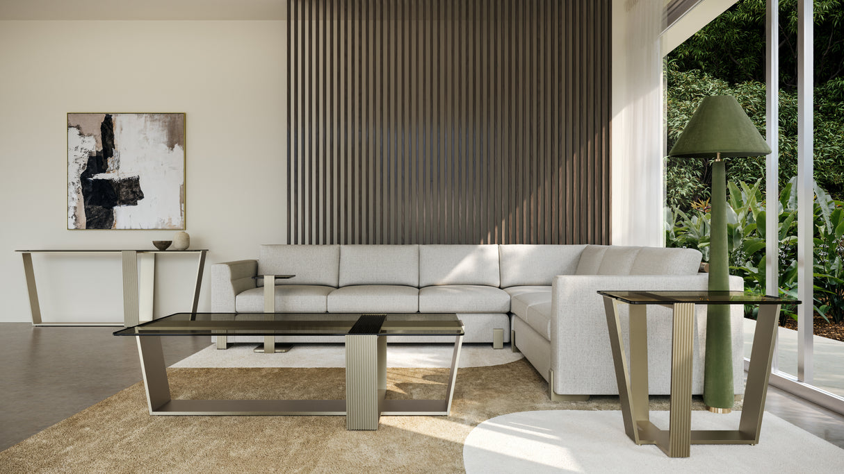 Smoked Bronze Glass Console Table | Caracole Counter Balance
