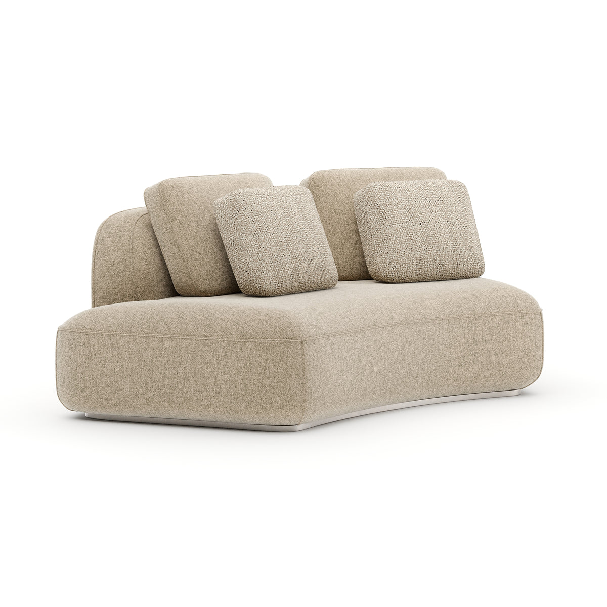 Oatmeal LAF Curved Armless Loveseat| Caracole Sasso