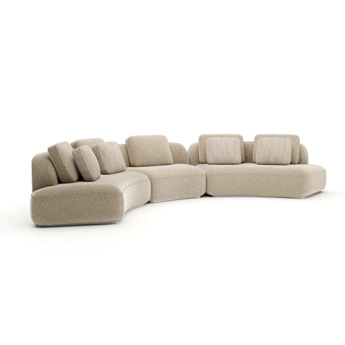 Oatmeal Three Piece Curved Sofa | Caracole Sasso