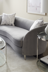 Gray Velvet Curved Sofa | Caracole Farrah | Caracole.eu.com