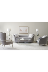 Gray Velvet Curved Sofa | Caracole Farrah | Caracole.eu.com