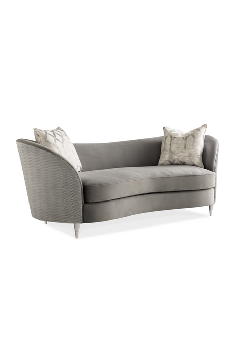 Gray Velvet Curved Sofa | Caracole Farrah | Caracole.eu.com