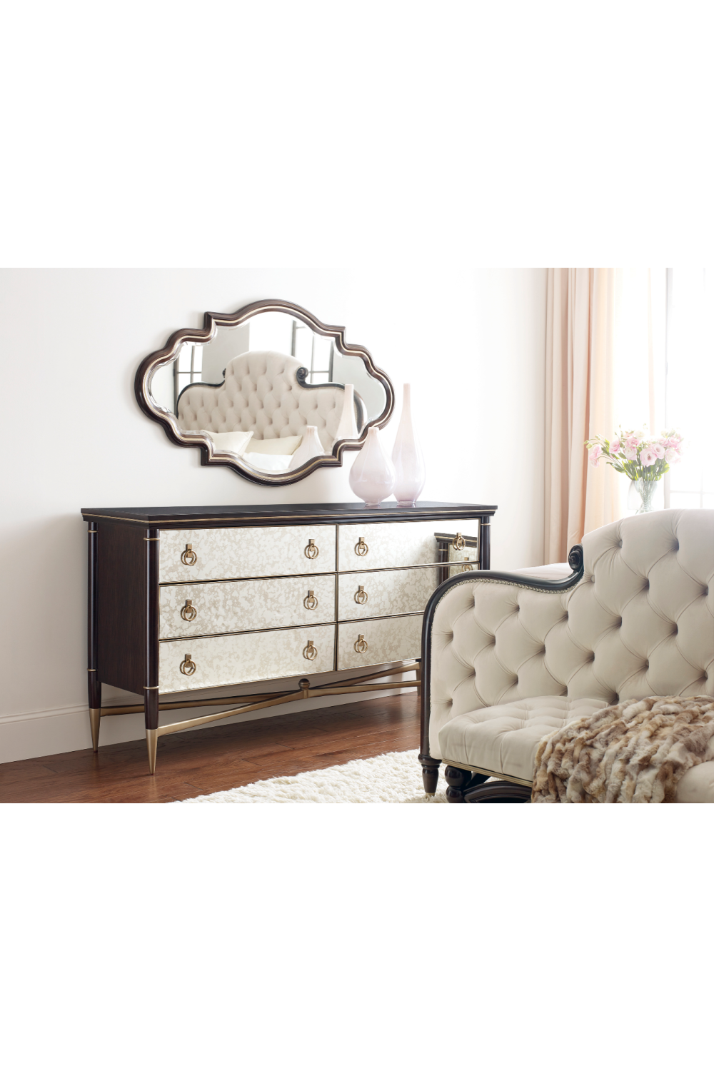 Cream Tufted Silk California King Bed | Caracole Everly | Caracole.eu.com