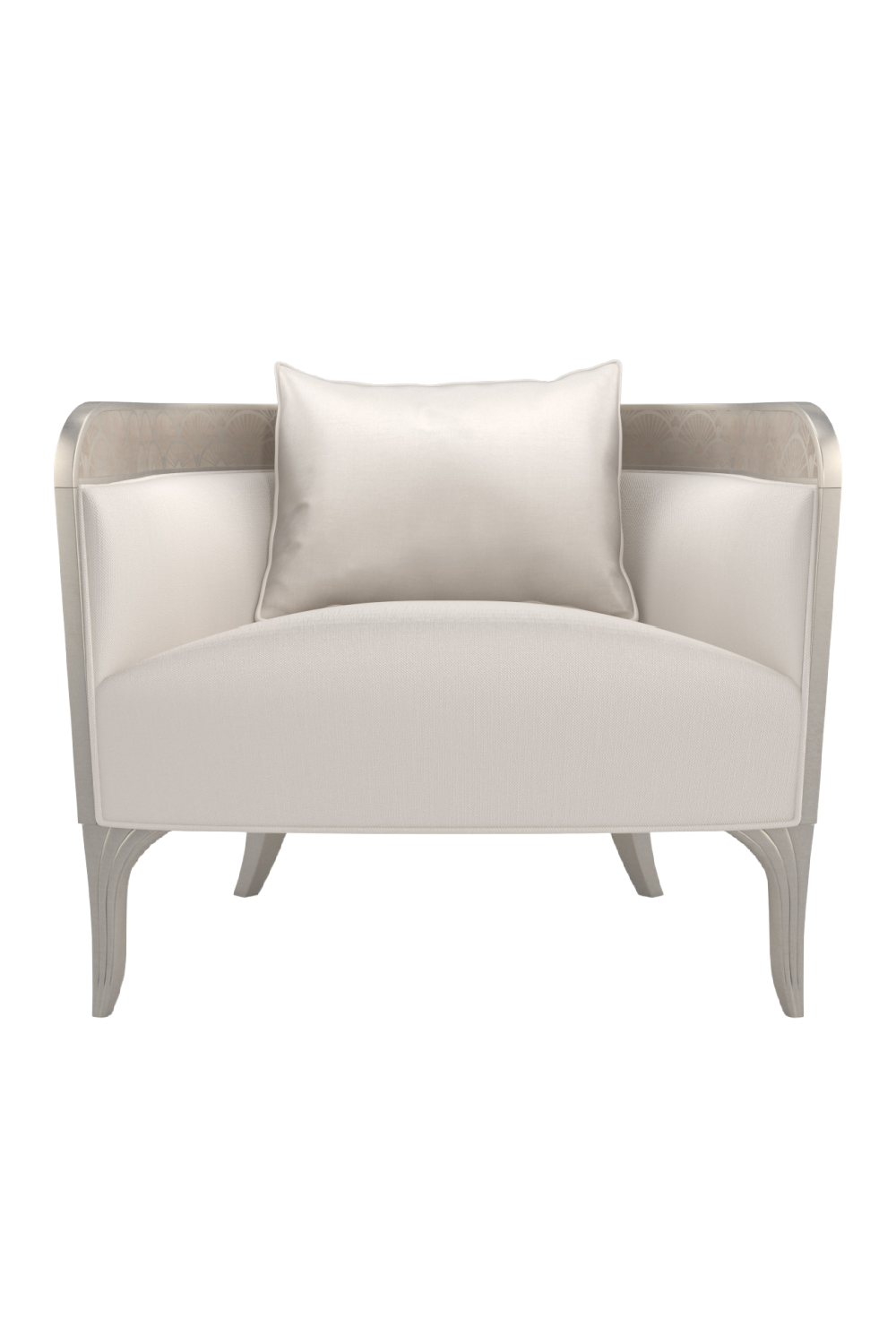 Fan Motif Cream Barrel Chair | Caracole Lillian | Caracole.eu.com