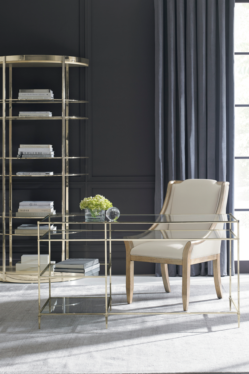 Half-Moon Gold Shelving Unit | Caracole Up Up And Away | Caracole.eu.com
