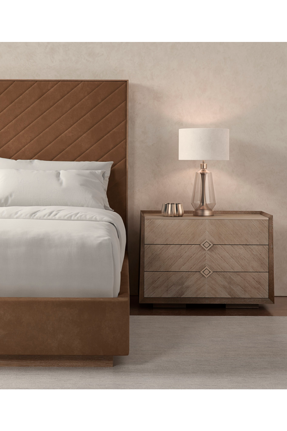 Chevron Patterned Nightstand | Caracole Crossed Purposes | Caracole.eu.com